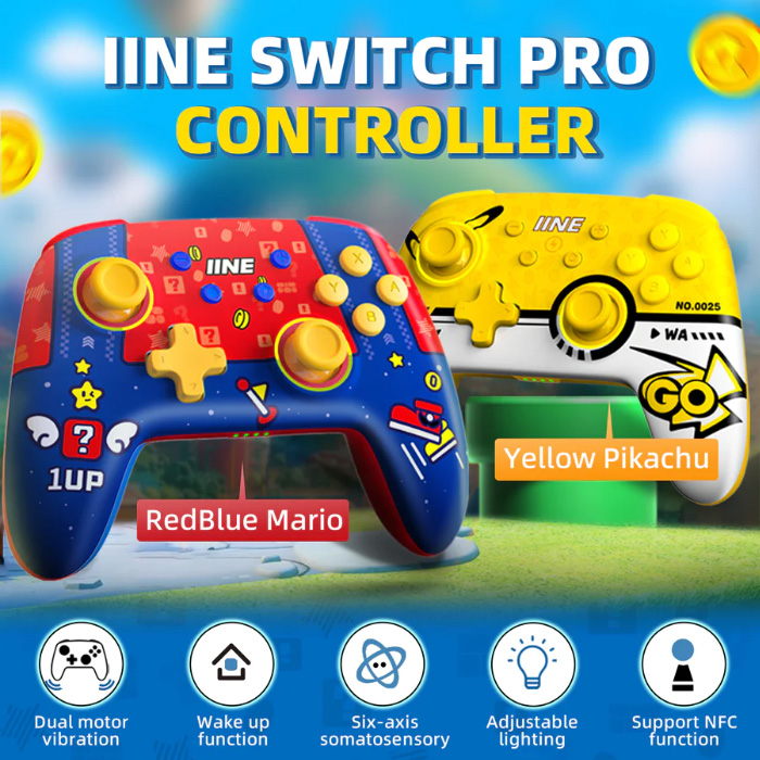 Tay Cầm Iine Pro Controller Pokemon Yellow Pikachu, Full Tính Năng, Có Nfc  - Học Viện Gaming