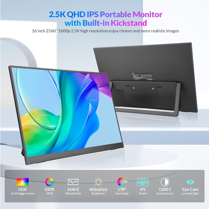 Màn hình di động BOE 16 inch IPS 2K5 144hz cho Switch1,2/PC Handheld/PC Laptop/Android/iOS